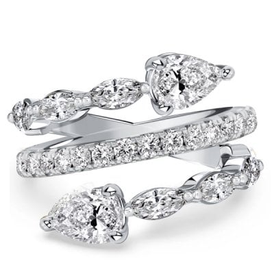 Italo Toi Et Moi Pear Cut Teardrop Ring Spiral Engagement Ring