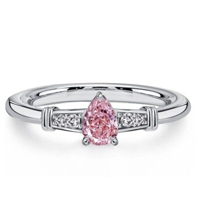 Italo Dainty Pear Shaped Pink Sapphire Three Stone Engagement Ring