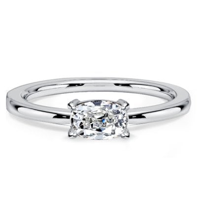 Italo East West Cushion Cut White Sapphire Engagement Rings