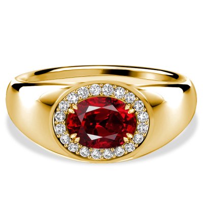Italo Halo Ruby Ring Oval Cut Cocktail Rings