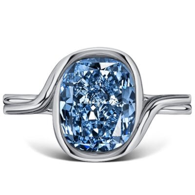 Italo Cushion Cut Blue Topaz Ring Vintage Engagement Ring