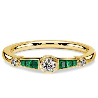 Italo Golden Emerald Sapphire Ring Vintage Engagement Ring