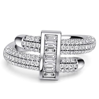 Italo Micro Pave Round & Baguette Cut Unique Engagement Rings