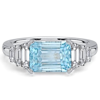 Italo 1.75 Carat Emerald Cut Aquamarine Ring For Women