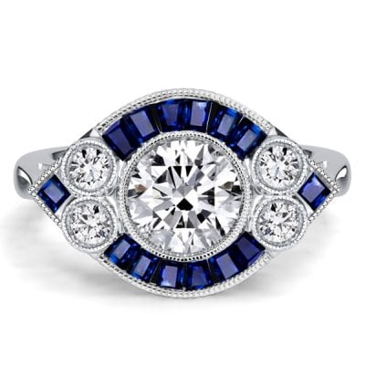 Italo Milgrain Bezel 1 CT. Round Cut Vintage Engagement Rings