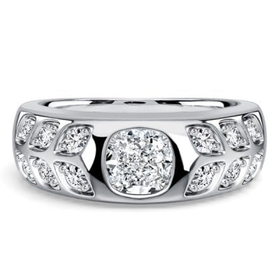 Italo Flush Setting Cushion Cut Vintage Engagement Rings For Women