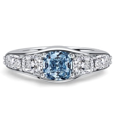 Italo Cushion Cut Blue Topaz Five Stone Engagement Ring Promise Ring