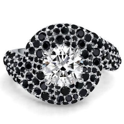 Italo Micro Pave Black & White Sapphire Unique Engagement Rings