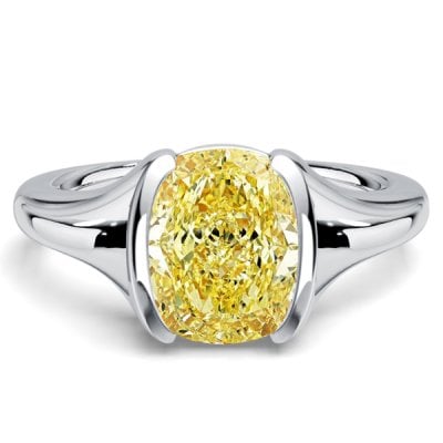 Italo Half-bezel Cushion Cut Yellow Topaz Engagement Ring