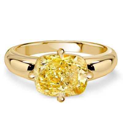 Italo East West Golden Cushion Cut Yellow Topaz Engagement Rings