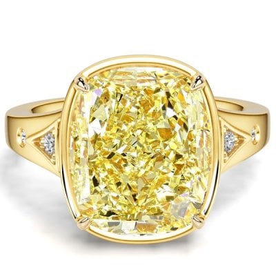Italo Elongated Cushion Cut Yellow Topaz Engagement Ring 5.5 Carat Ring