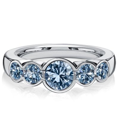 Italo Bezel Set Five Stone Blue Topaz Engagement Ring Promise Ring