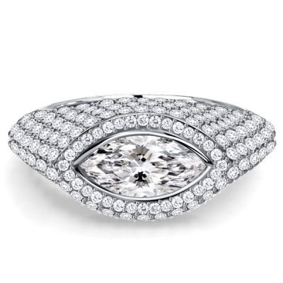 Italo Halo Micro Pave Marquise Cut Halo Engagement Rings Cocktail Ring