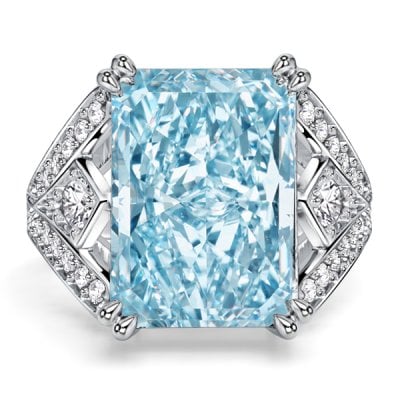 Italo Split Shank Radiant Cut Aquamarine Engagement Ring For Women