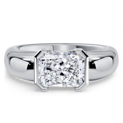 Italo East West White Sapphire Radiant Cut Engagement Ring For Women