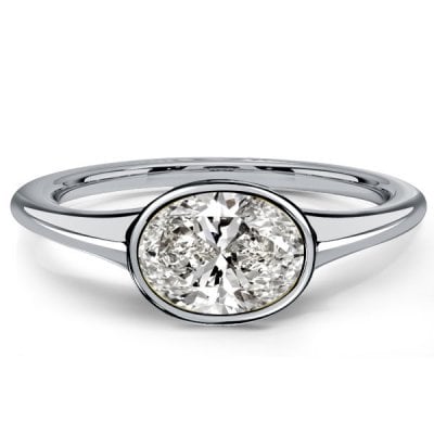 Italo East West Bezel Setting Oval Cut Engagement Ring For Women