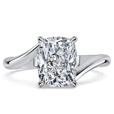 Italo Solitaire Bypass 3 Carat Cushion Cut Engagement Ring For Women
