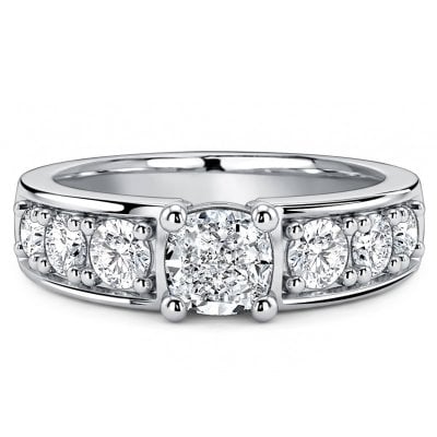 Italo White Sapphire Cushion Cut Classic Engagement Ring For Women