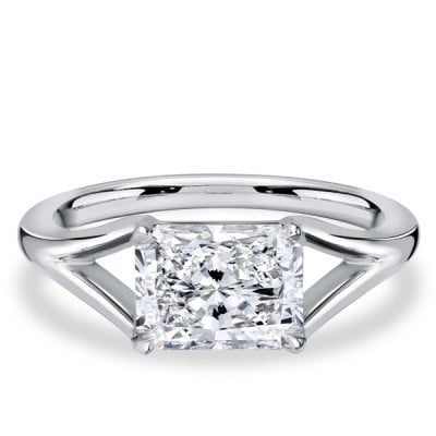 Italo Split Shank Radiant Cut White Sapphire Engagement Ring For Women