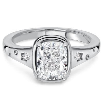 Italo Elongated 2 Carat Cushion Three Stone Engagement Ring For Women