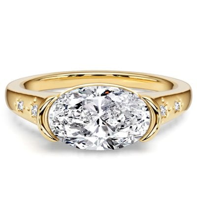 Italo Nebula Half Bezel Oval Cut Engagement Ring For Women