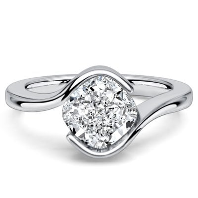 Italo East-west Half Bezel 2 Carat Cushion Cut Engagement Ring For Women