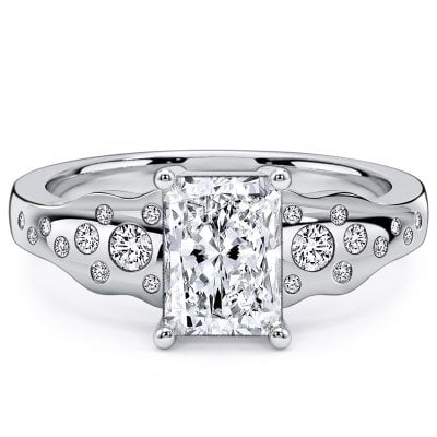 Italo Side Stone Waterfall Radiant Cut Engagement Ring For Women
