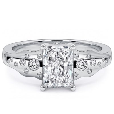 Italo Side Stone Waterfall Radiant Cut Engagement Ring For Women