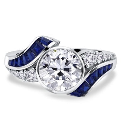 Italo Bypass Bezel Set Round Cut Vintage Engagement Ring For Women