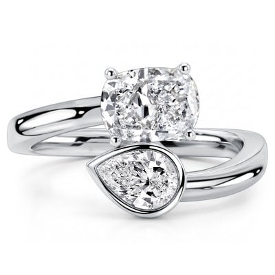 Italo Bezel-set Toi Et Moi Pear & Cushion Cut Engagement Ring For Women