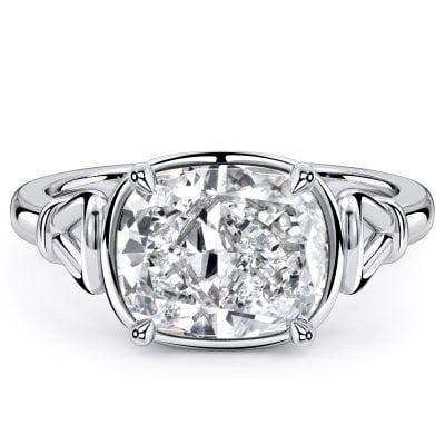 Italo Split Shank Elongated Cushion Cut Engagement Ring For Women
