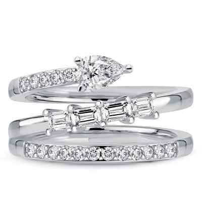 Italo Spiral Ring Pear Cut White Sapphire Engagement Ring For Women