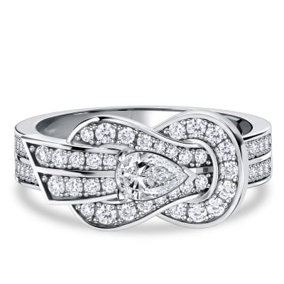Italo Infinity Knot Pear Cut Unique Engagement Ring For Women