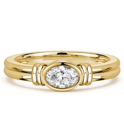 Italo Dainty Bezel Setting East West Oval Cut Solitaire Engagement Ring