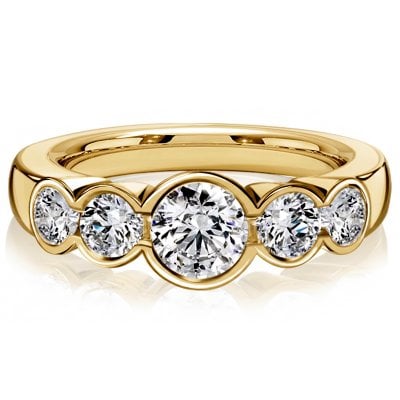 Italo Golden Bezel Setting Five Stone Engagement Ring Promise Ring