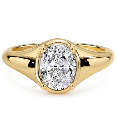 Italo Bezel Setting Solitaire 2 Carat Oval Cut Engagement Ring For Women