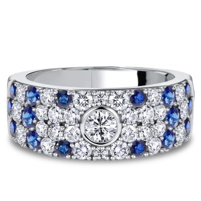 Italo Micro Pave Bezel Setting Round Cut Unique Engagement Ring For Women