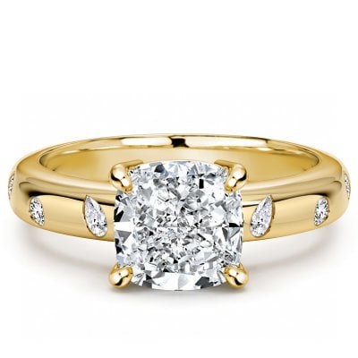 Italo Multi Cut White Sapphire Cushion Cut Engagement Ring For Women