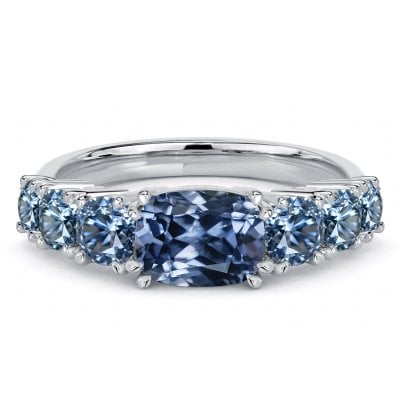 Italo East West Cushion Cut Blue Topaz East West Ring For Women