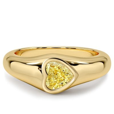 Italo Bezel Setting Heart Cut Yellow Topaz East West Ring For Women