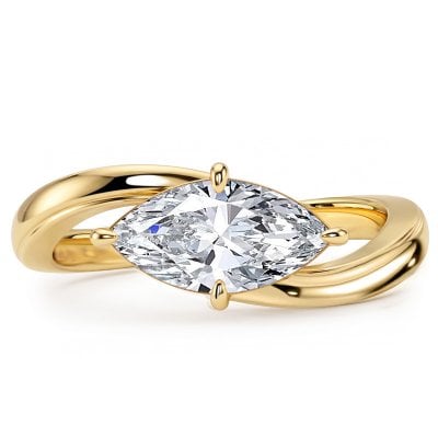 Italo Golden East West Marquise Cut Solitaire Engagement Ring For Women