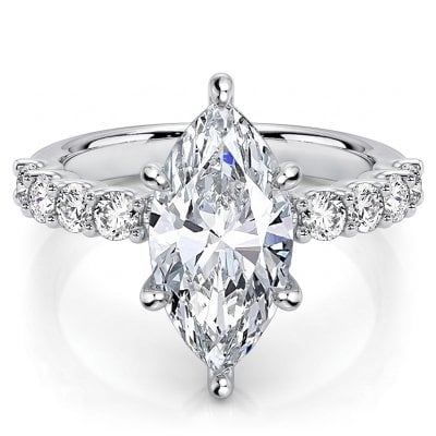 Italo East West White Sapphire Marquise Engagement Ring For Women