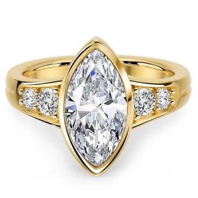 Italo Golden Bezel Setting White Sapphire Marquise Engagement Rings For Women
