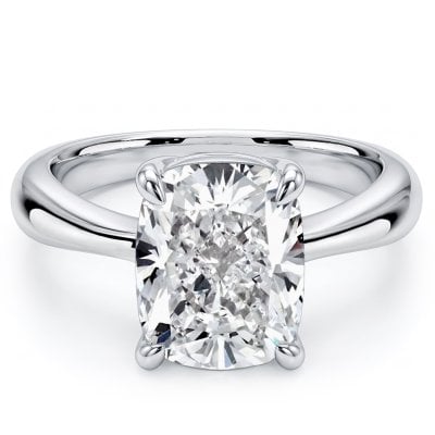 Italo 4 Prong Solitaire 4 Carat Cushion Cut Engagement Ring For Women