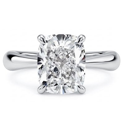 Italo 4 Prong Solitaire 4 Carat Cushion Cut Engagement Ring For Women