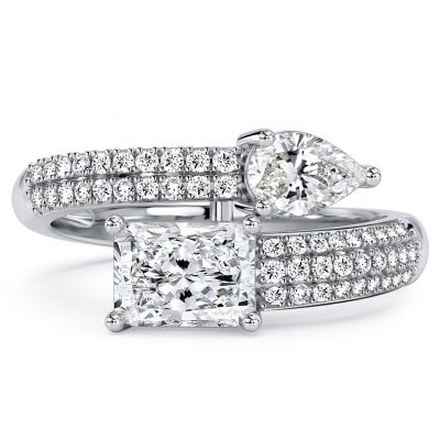 Italo Toi Et Moi Micro Pave Pear & Radiant Cut Engagement Ring For Women