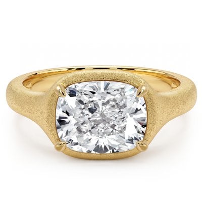 Italo Golden Solitaire Elongated Cushion Cut Engagement Ring For Women