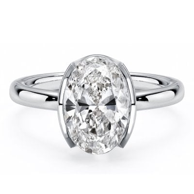 Italo Half Bezel Solitaire 3 Crart Oval Cut Engagement Ring For Women