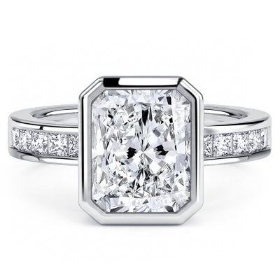 Italo Bezel Setting Radiant Cut Engagement Ring For Women Bezel Set Ring