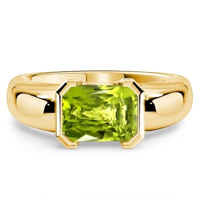 Italo Golden East West Ring Radiant Cut Peridot Engagement Ring For Women